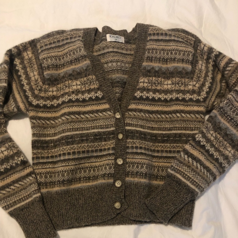 Kaliko Shetland wool cardigan sweater EUC 474